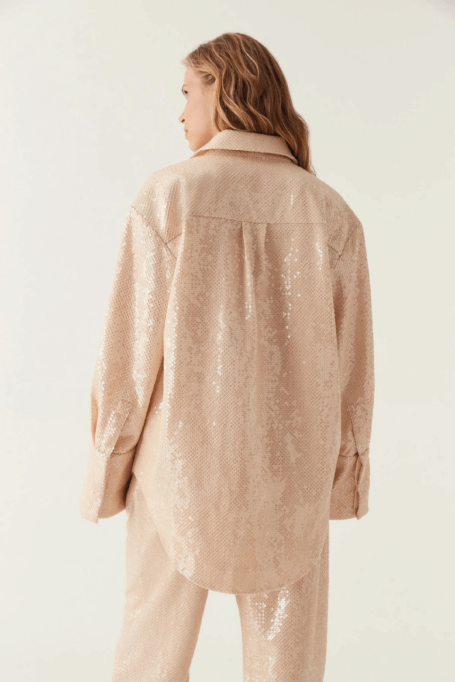 Aje cream sequin overshirt 6