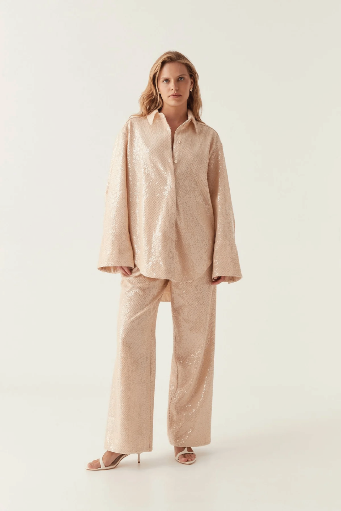 Aje cream sequin overshirt 6