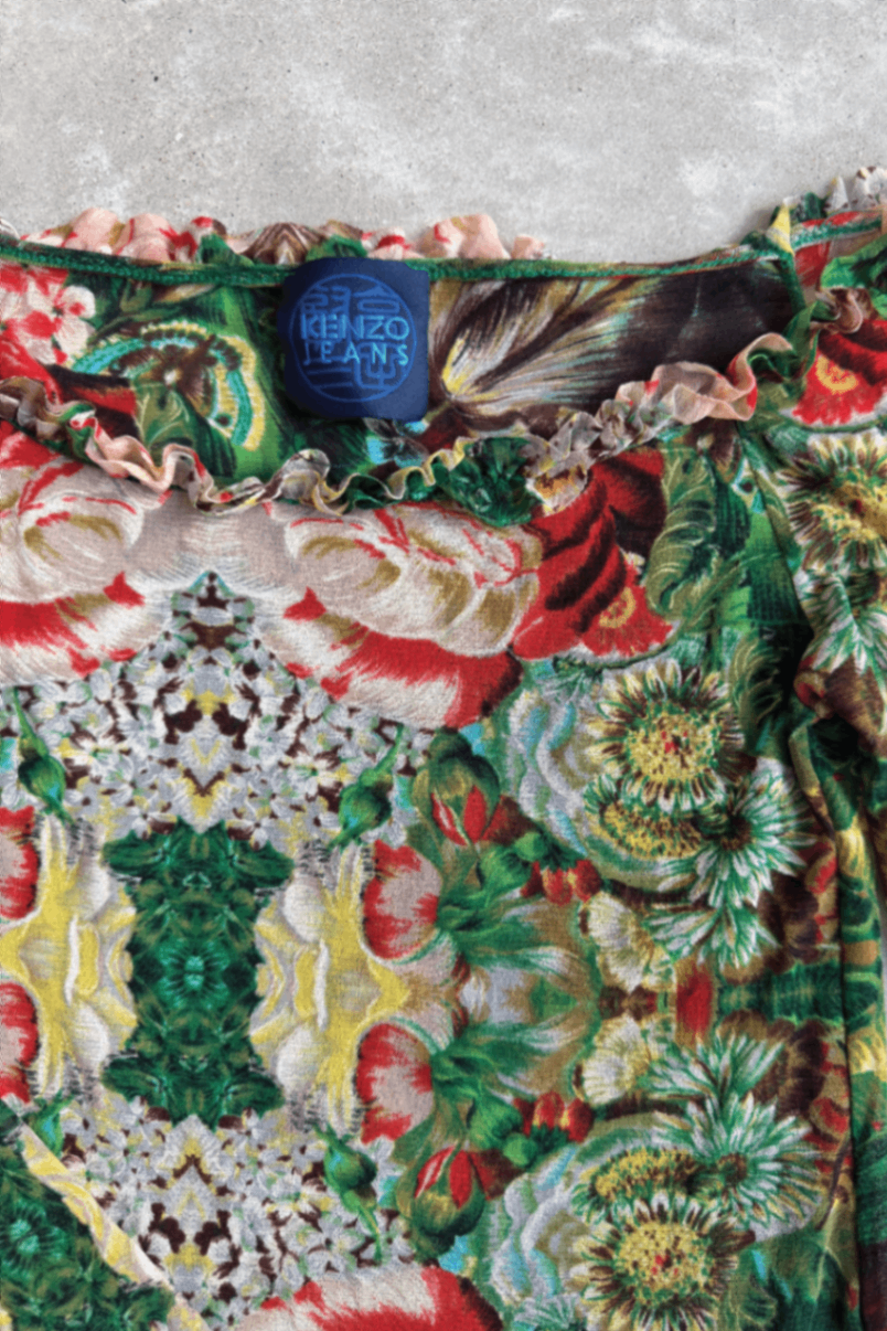 Vintage Kenzo Jeans flower mesh knit long sleeve