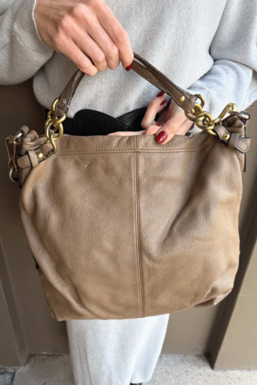 Vintage Coach taupe 2 strap bag