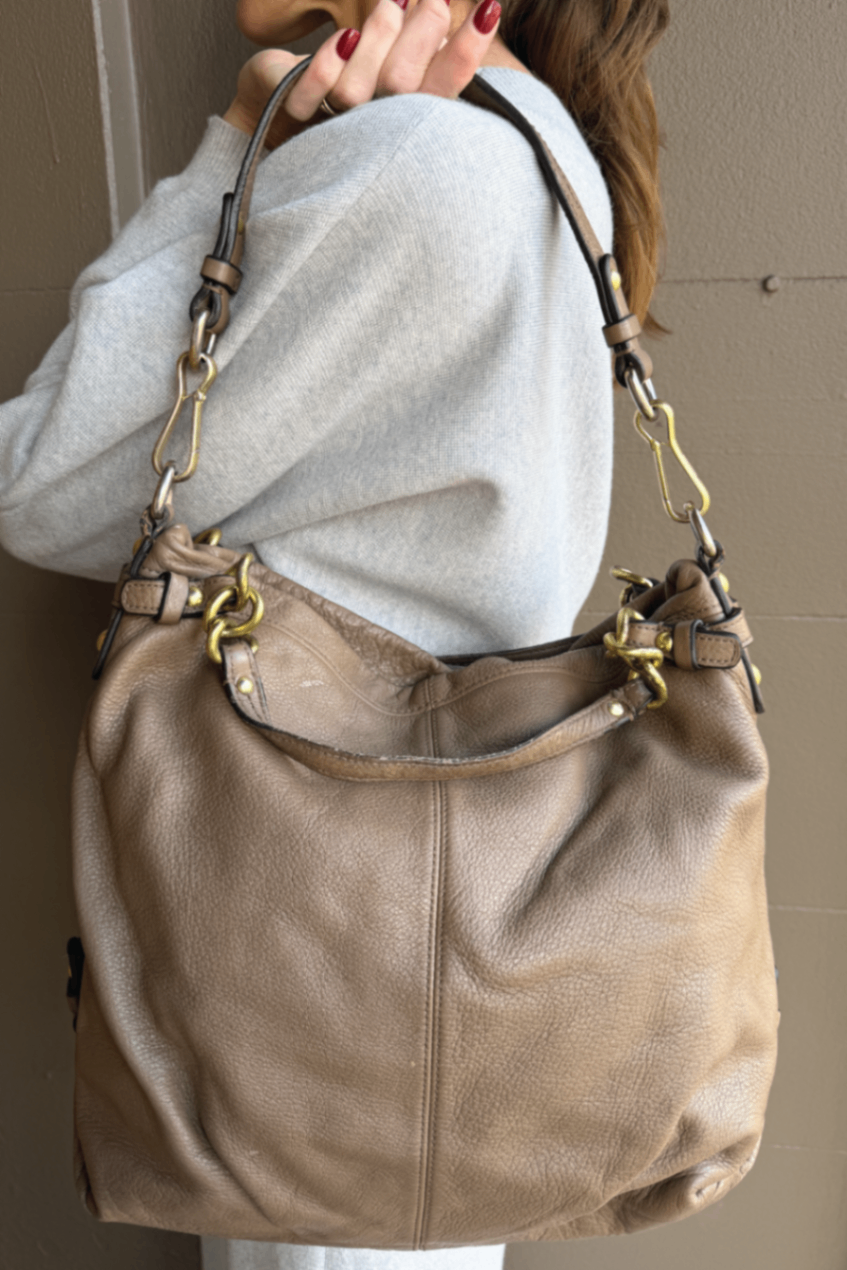 Vintage Coach taupe 2 strap bag