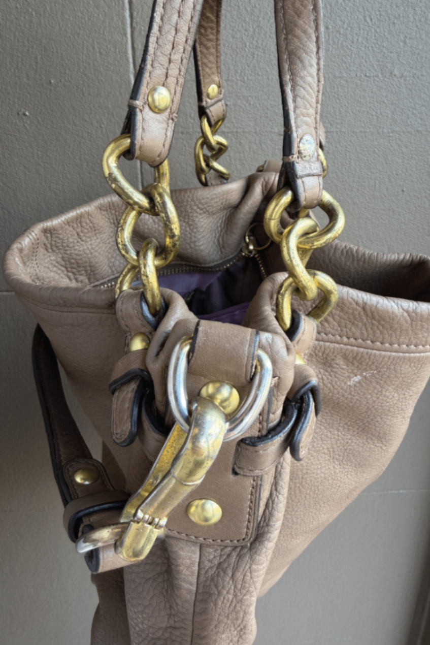 Vintage Coach taupe 2 strap bag