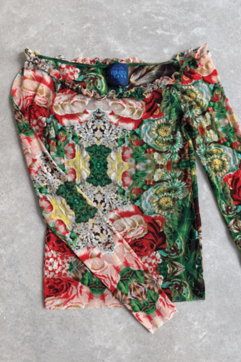 Vintage Kenzo Jeans flower mesh knit long sleeve