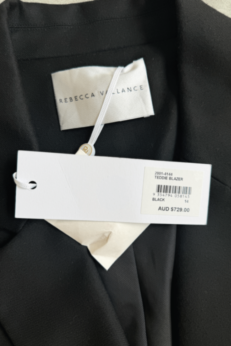 Rebecca Vallance black Teddie Blazer 14 (RRP $729)