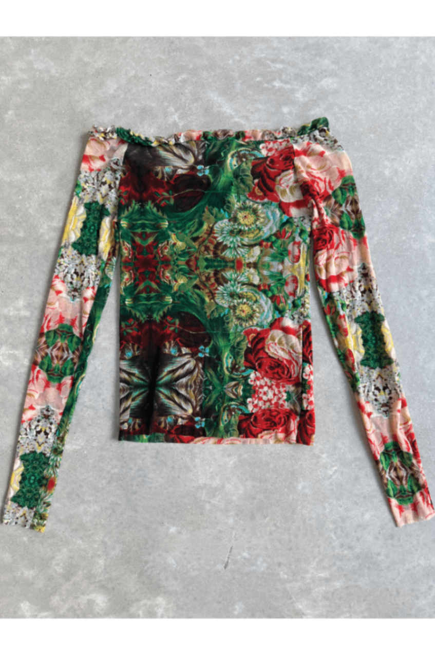 Vintage Kenzo Jeans flower mesh knit long sleeve