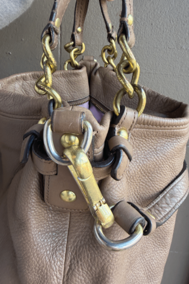Vintage Coach taupe 2 strap bag