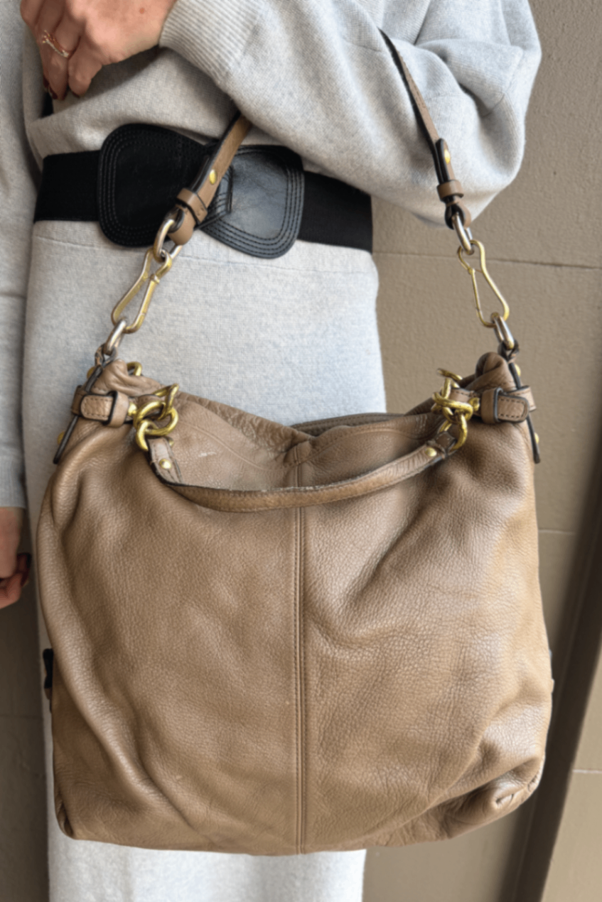 Vintage Coach taupe 2 strap bag