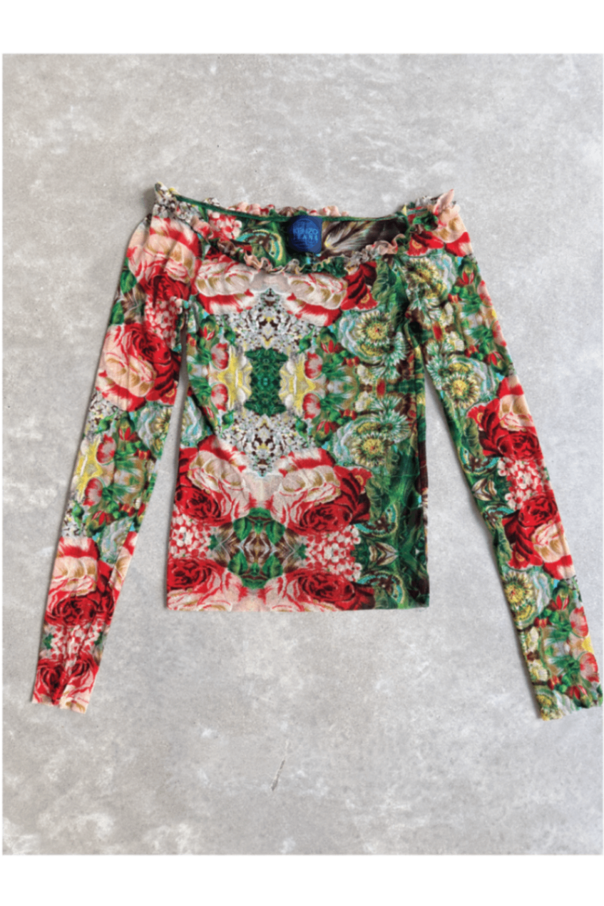 Vintage Kenzo Jeans flower mesh knit long sleeve