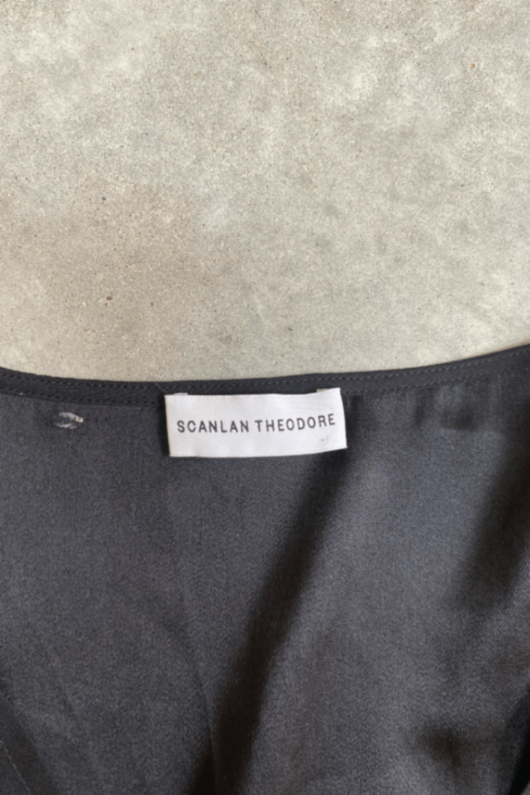 Scanlan Theodore black silk tie blouse 12