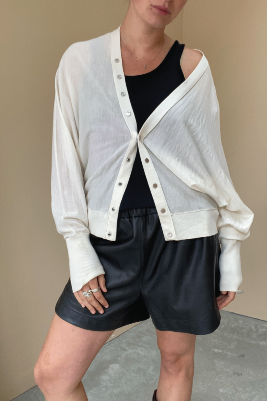 All Saints cream merino cardi L