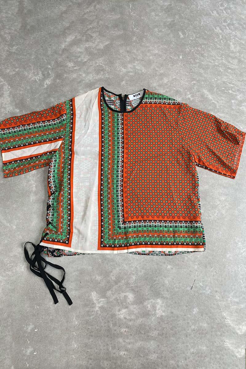 MSGM orange / green print top L