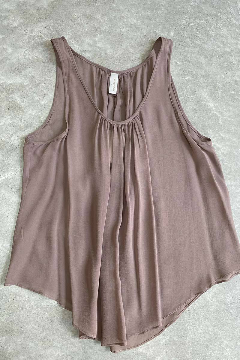 Witchery brown sheer silk top NWT S