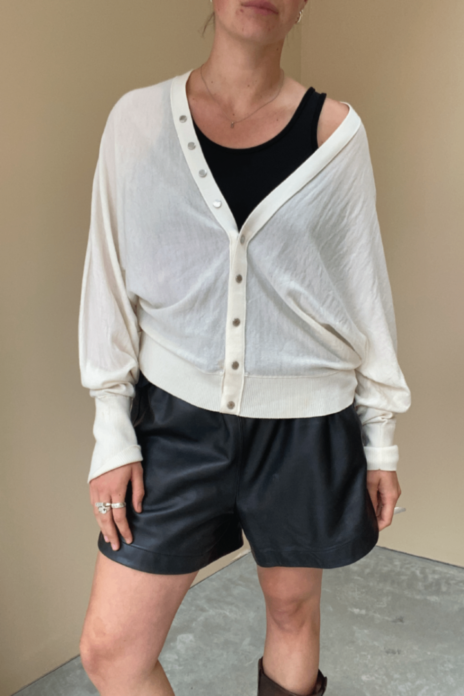 All Saints cream merino cardi L