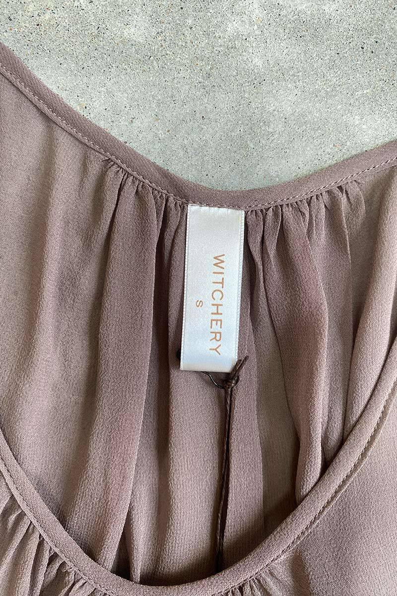 Witchery brown sheer silk top NWT S