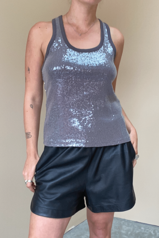 Sass & Bide Silver Sequin Top L