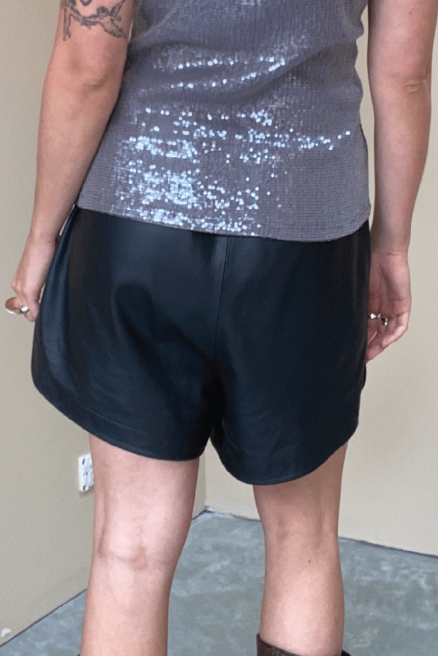 Moochi Black Leather Shorts 10