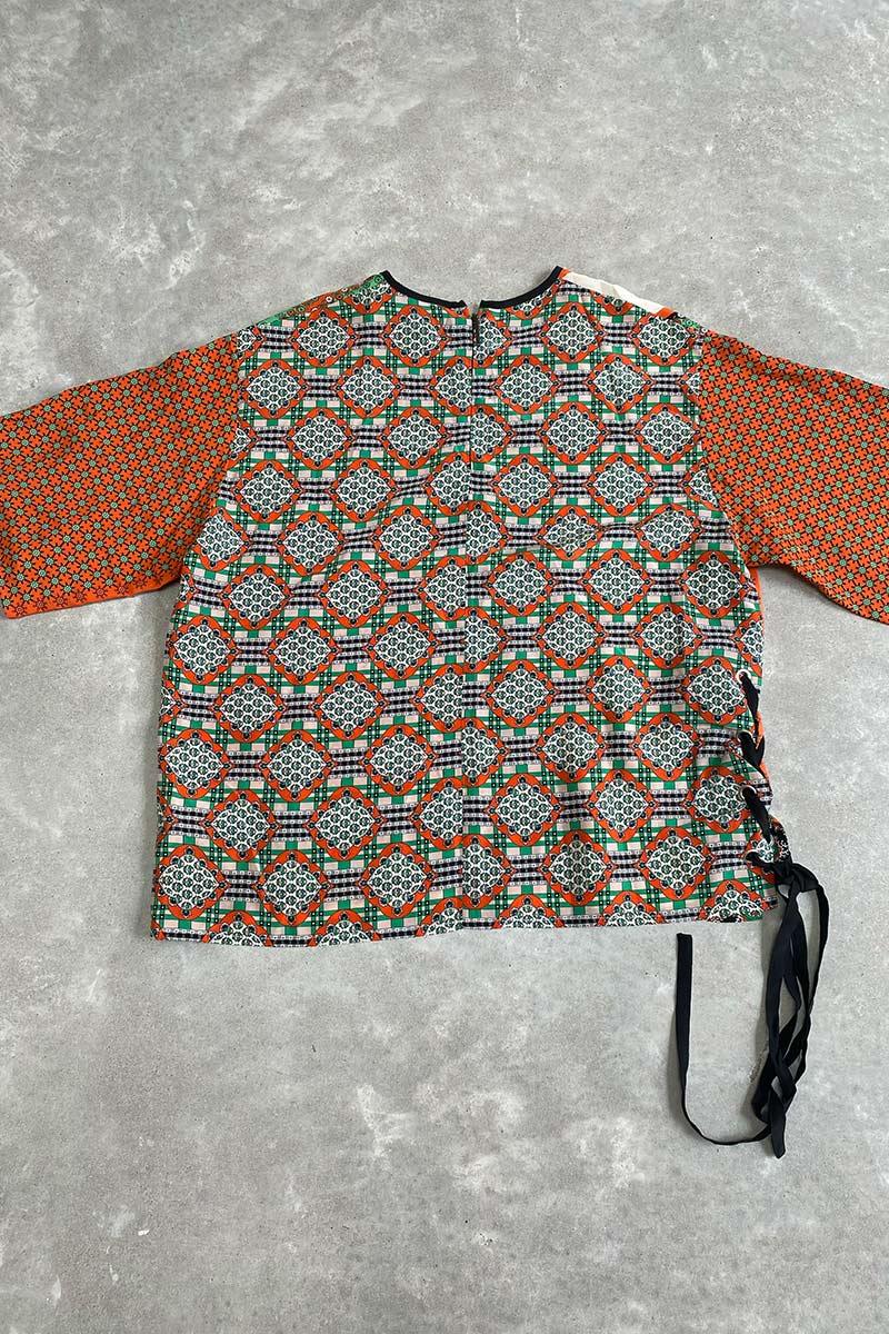 MSGM orange / green print top L