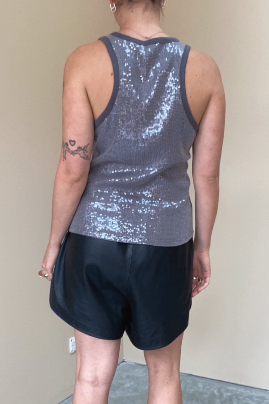 Sass & Bide Silver Sequin Top L