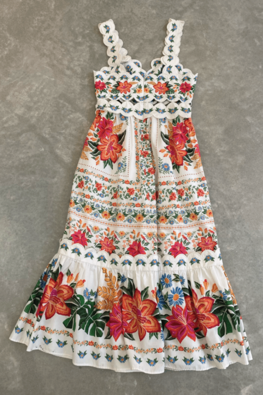 Farm Rio white garden dress S
