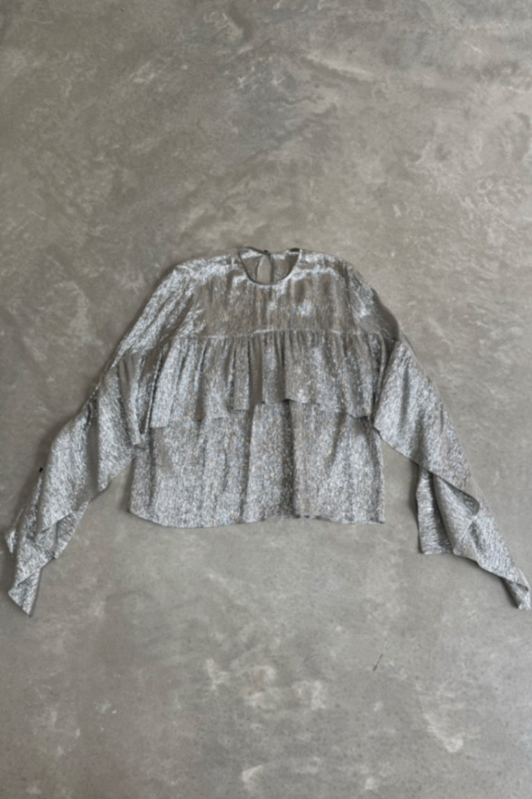 Petar Petrov silver silk blouse 36