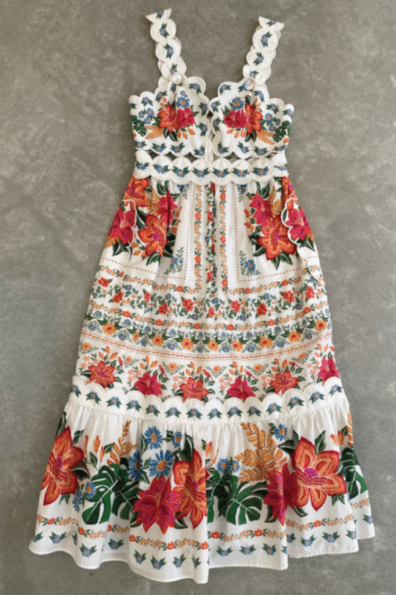 Farm Rio white garden dress S
