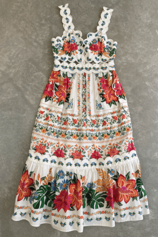 Farm Rio white garden dress S
