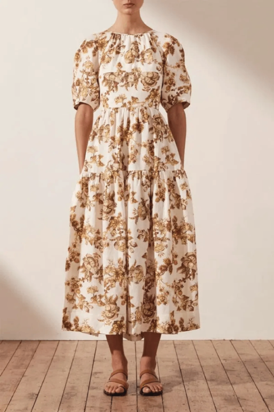 Shona Joy yellow/white floral dress 8