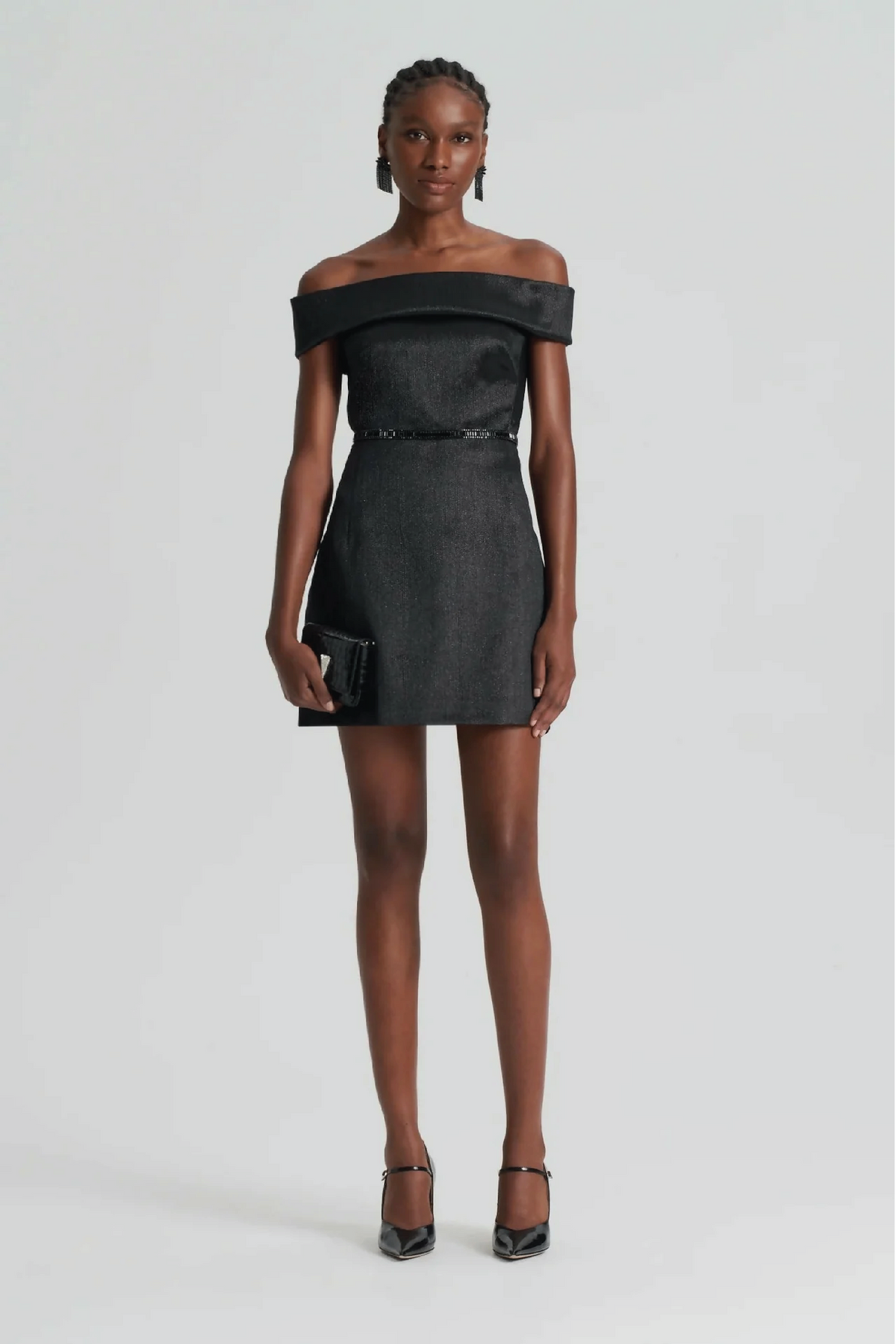 Scanlan black sparkle off shoulder dress aus 6