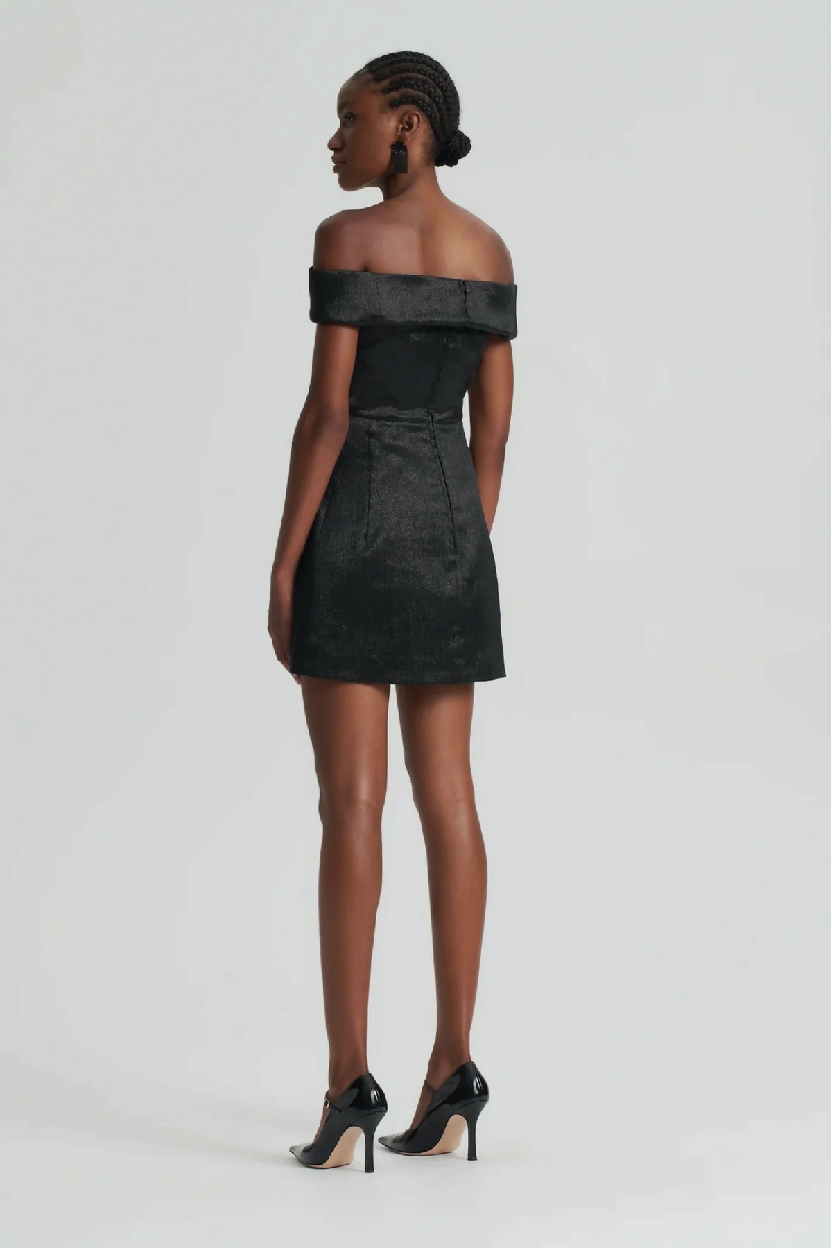 Scanlan black sparkle off shoulder dress aus 6