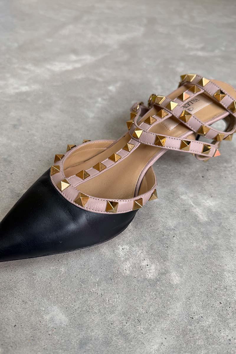 valentino rock stud heel black pink size 38