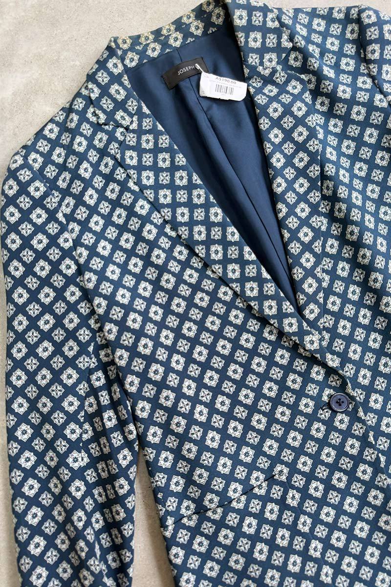 Joseph blue pattern silk blazer 40