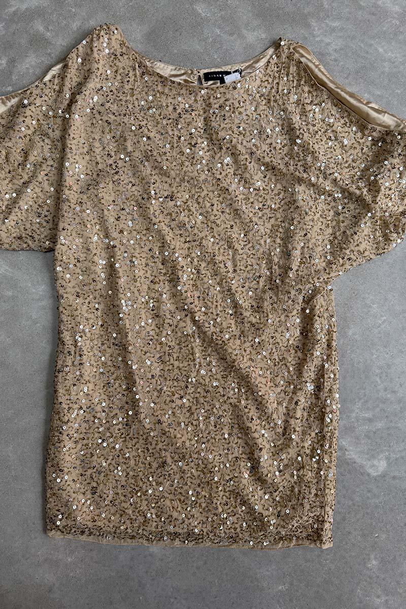 Adan Mattox gold embellished dress 6