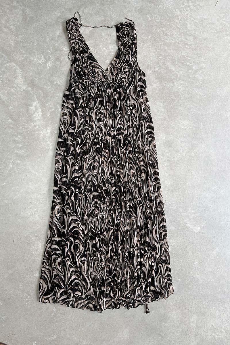 Scanlan black/white silk maxi dress 8
