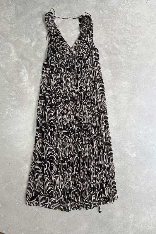 Scanlan black/white silk maxi dress 8