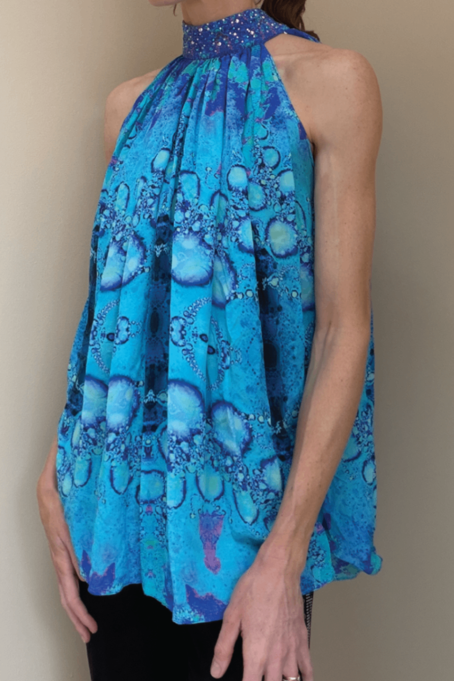 Camilla blue halter top O/S