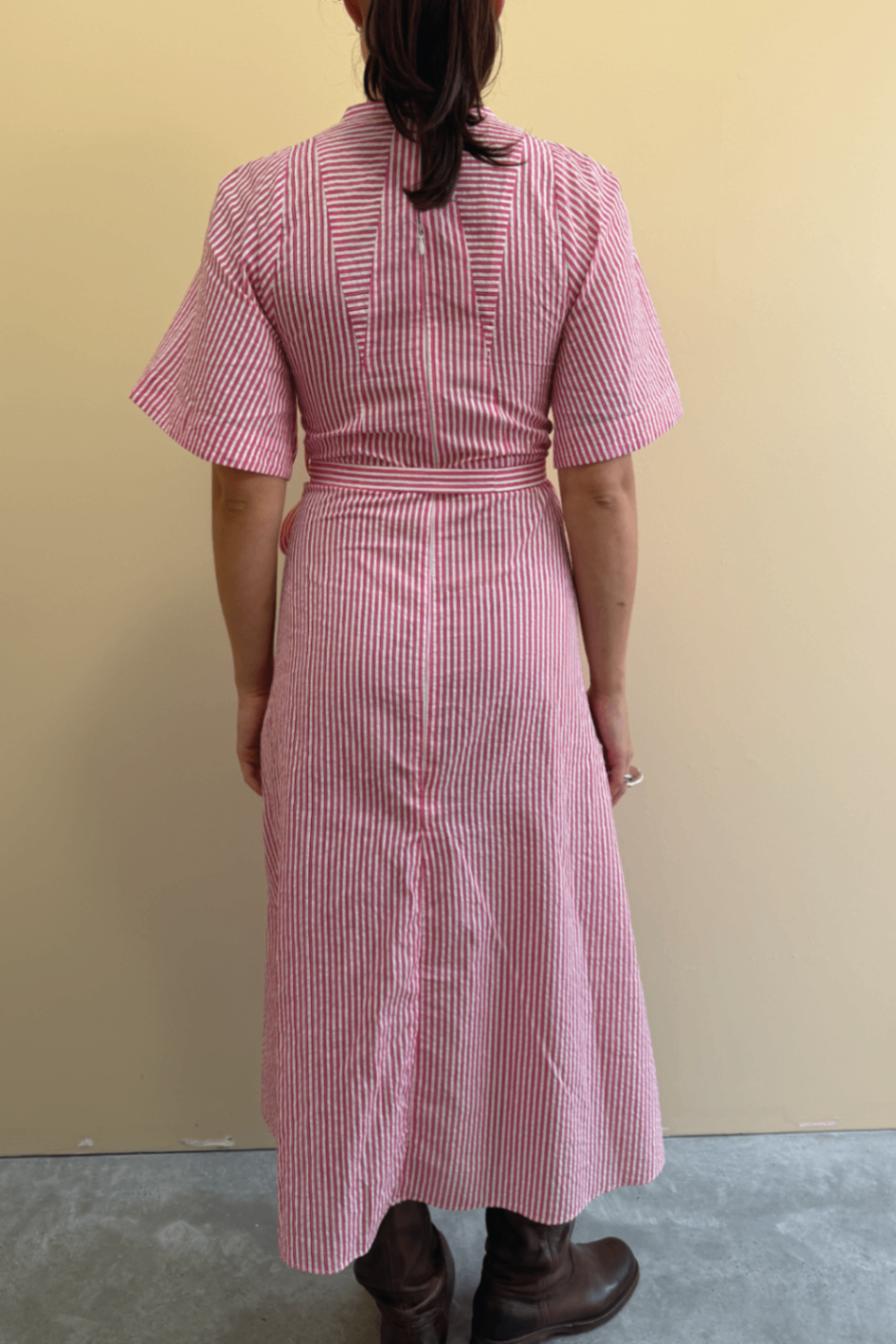 Scanlan Theodore pink stripe cotton shirt dress 6