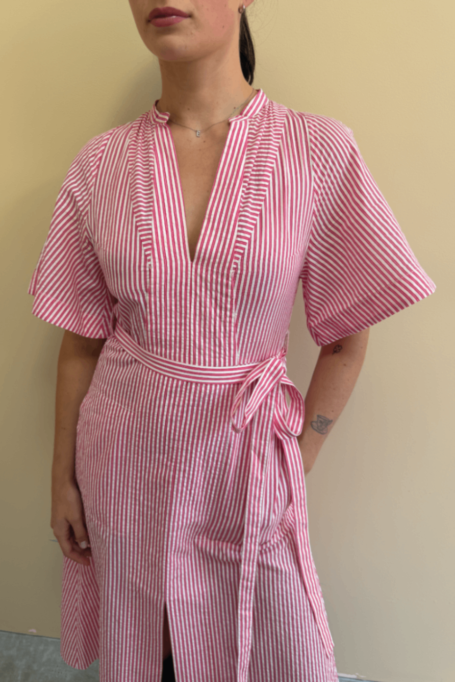 Scanlan Theodore pink stripe cotton shirt dress 6