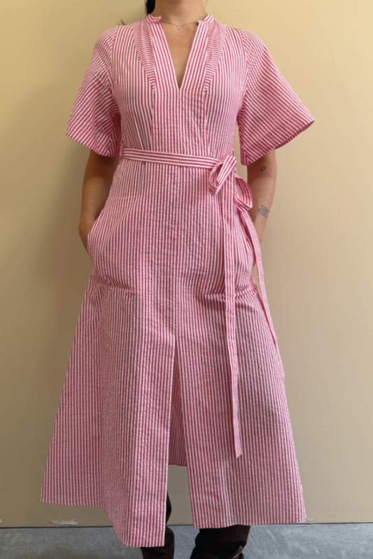 Scanlan Theodore pink stripe cotton shirt dress 6
