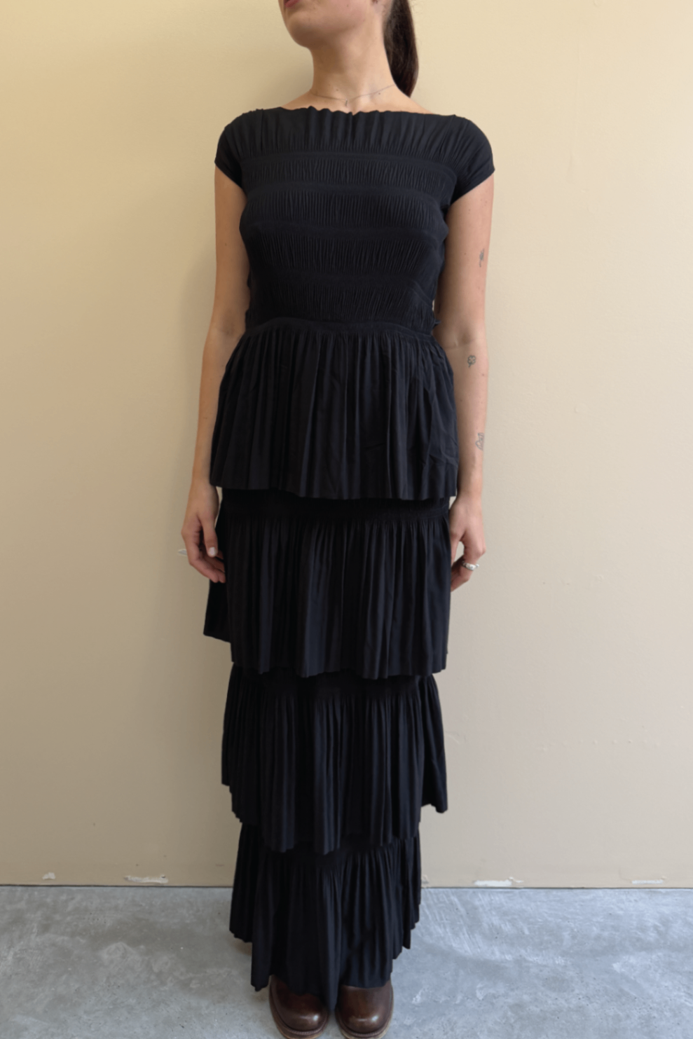 Toteme black gathered maxi dress XS
