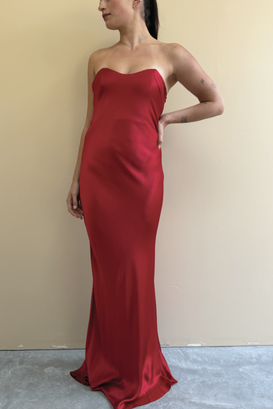 Bec and Bridge red strapless dress 8