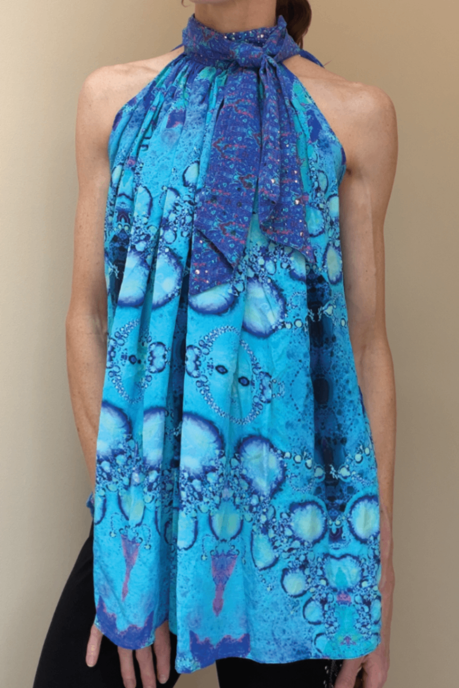 Camilla blue halter top O/S