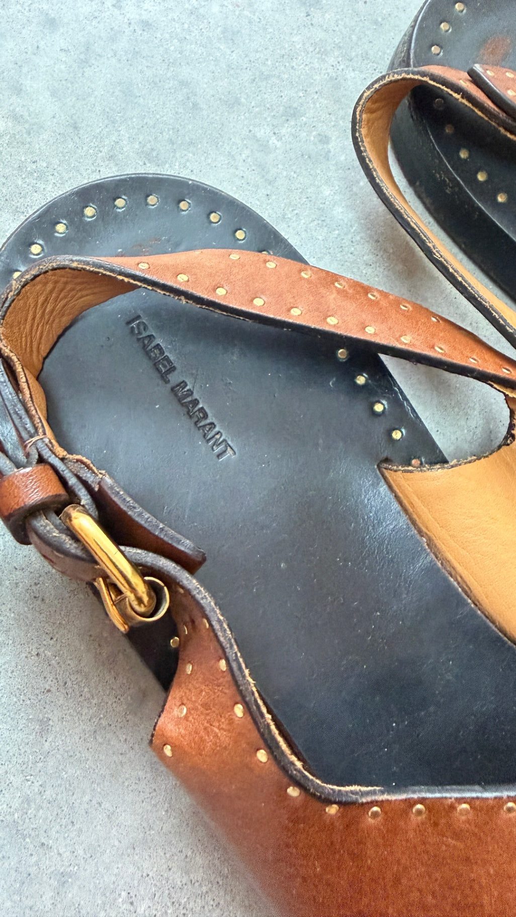Isabel Marant Jane leather brown slide 41