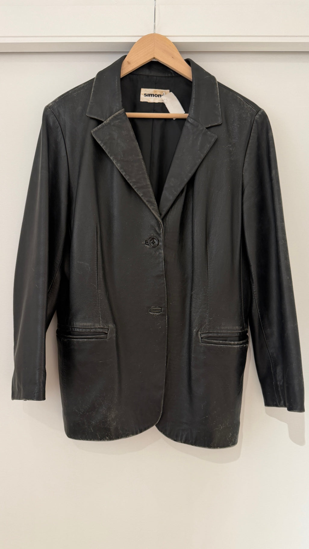Simona Vintage black leather blazer M