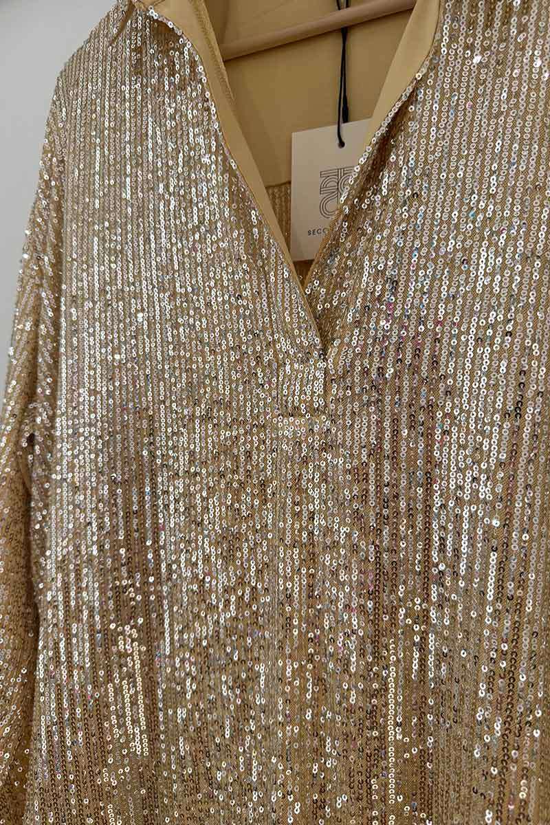 Second Female champagne sequin blouse NWT (RRP $340) M