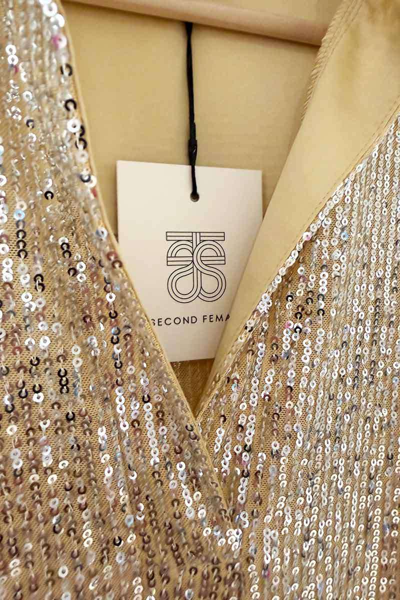 Second Female champagne sequin blouse NWT (RRP $340) M