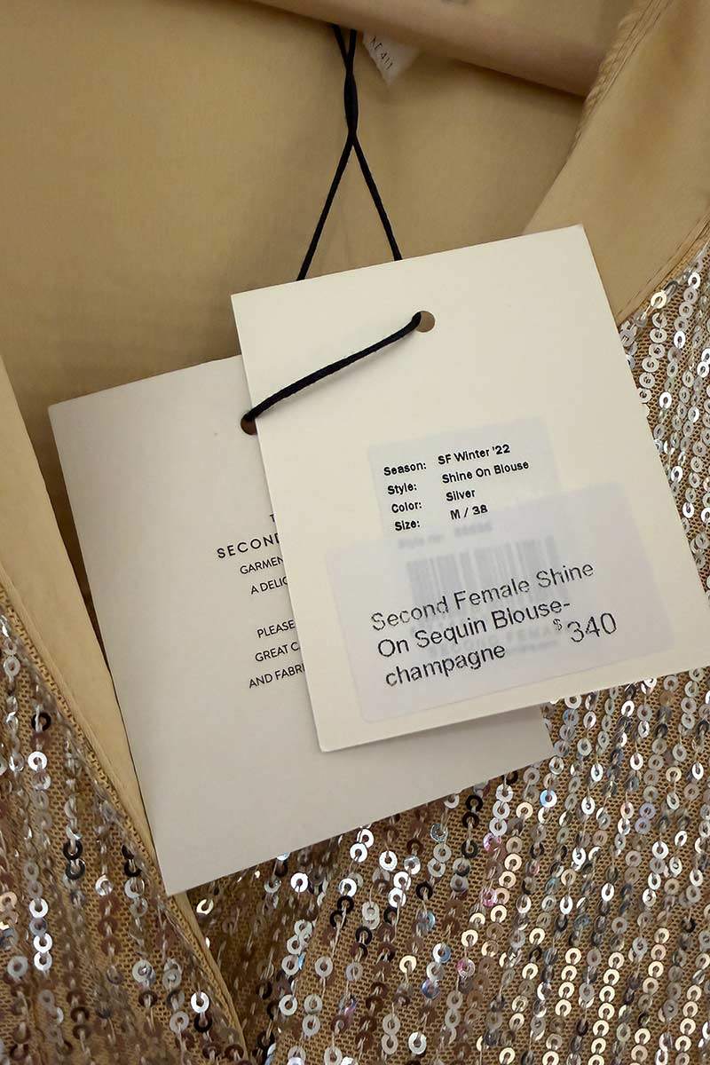 Second Female champagne sequin blouse NWT (RRP $340) M