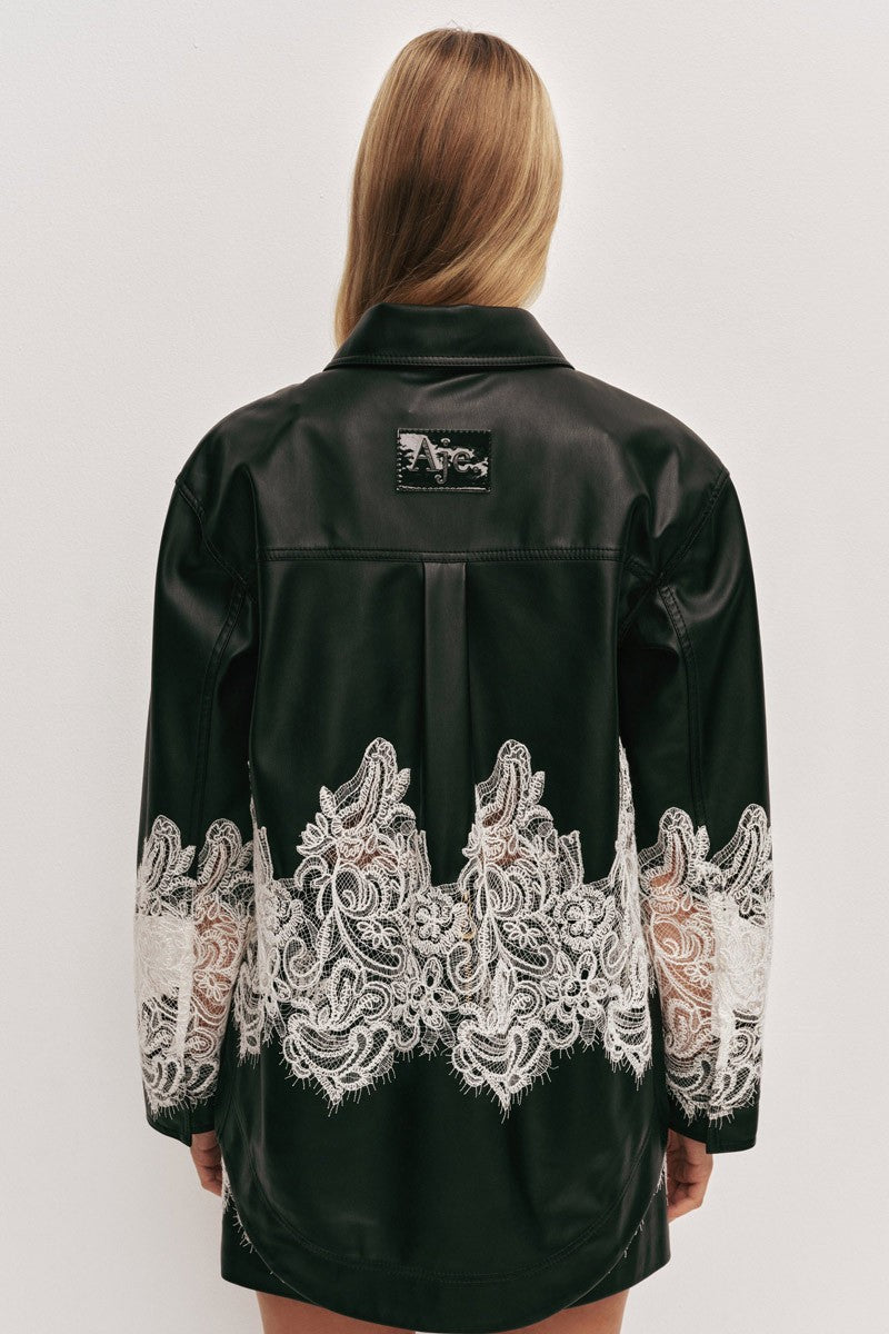 AJE Ariella black white lace shirt 8