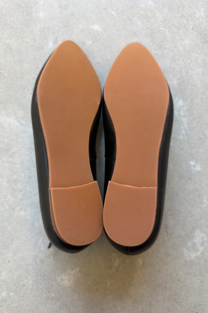 Bared black studded leather flat 38