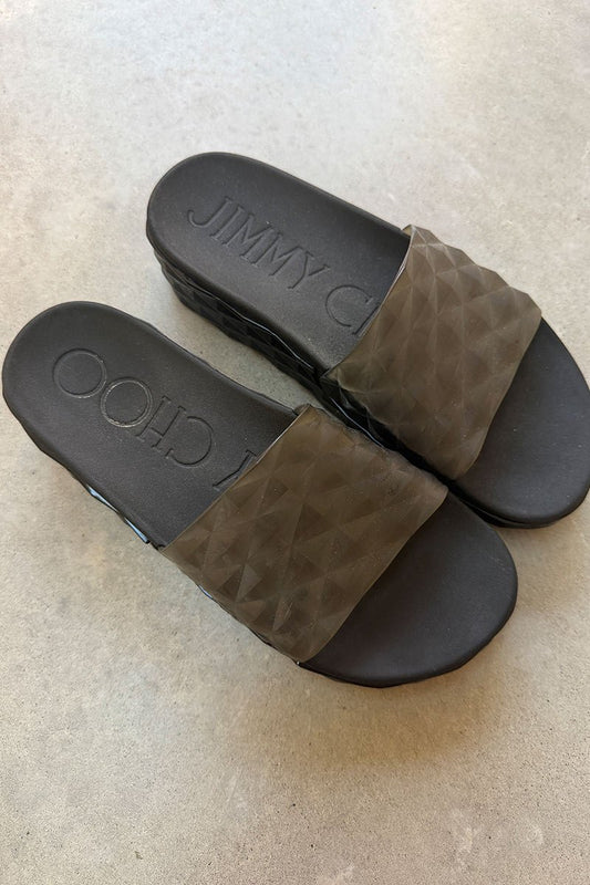 Jimmy Choo black clear diamond slide 40