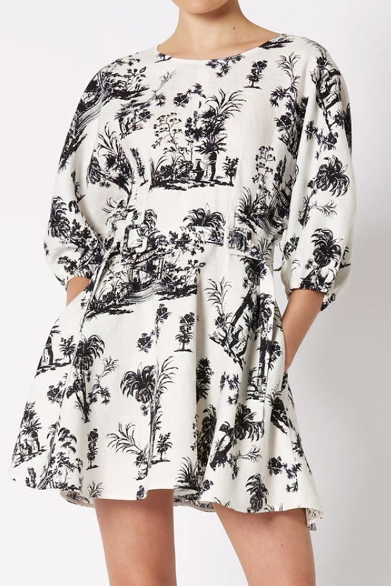 Scanlan Theodore BW Chinoiserie linen dress 10 RRP $550